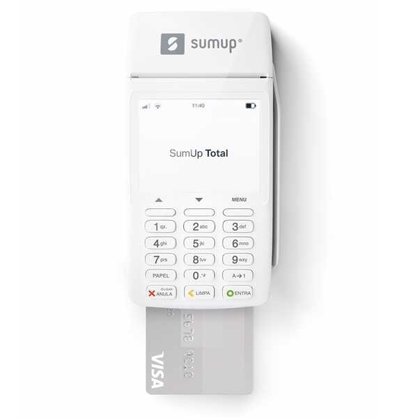 Máquina de Cartão Sem aluguel com Bateria recarregável chip 3G e conexão Wi-Fi Sumup
