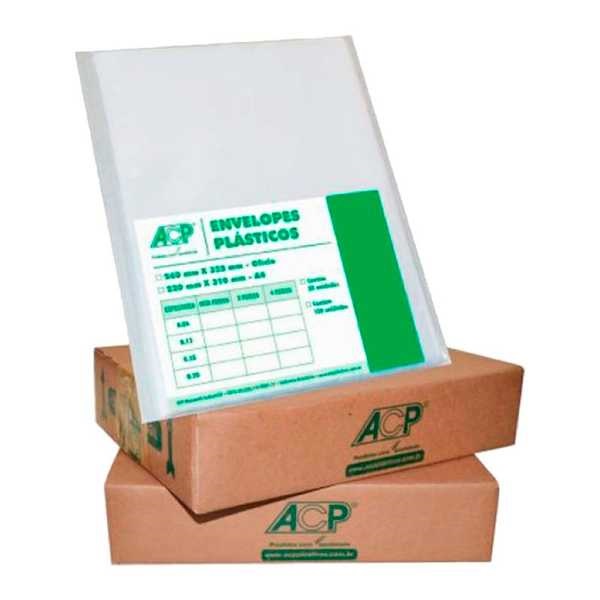Envelope Plástico A4 230x310mm 4 Furos Espessura 0,12 CX 500 UN ACP
