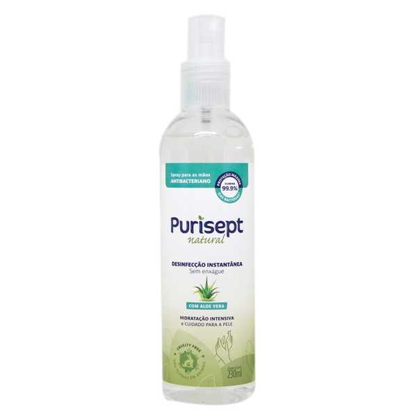 Spray Antibacteriano para Mãos Desinfecção Instantânea com Aloe Vera 230ml 1 UN Purisept