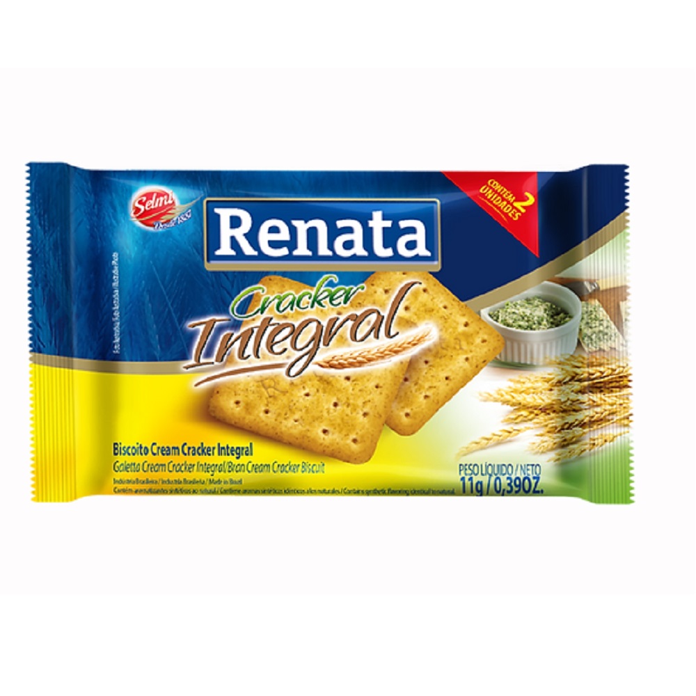 Biscoito Cream Cracker Integral Sachê 11g 180 UN Renata