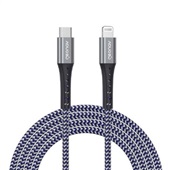 Cabo USB-C com Conector Lightning 2m Cinza e Azul 1 UN Geonav