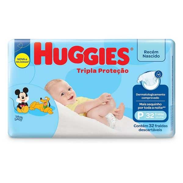 Fralda Descartável Disney Baby Tripla Proteção Pacote Econômico P PT 32 UN Huggies