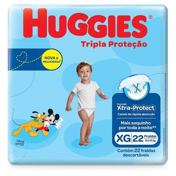 Fralda Descartável Disney Baby Tripla Proteção Pacote Econômico XG PT 22 UN Huggies