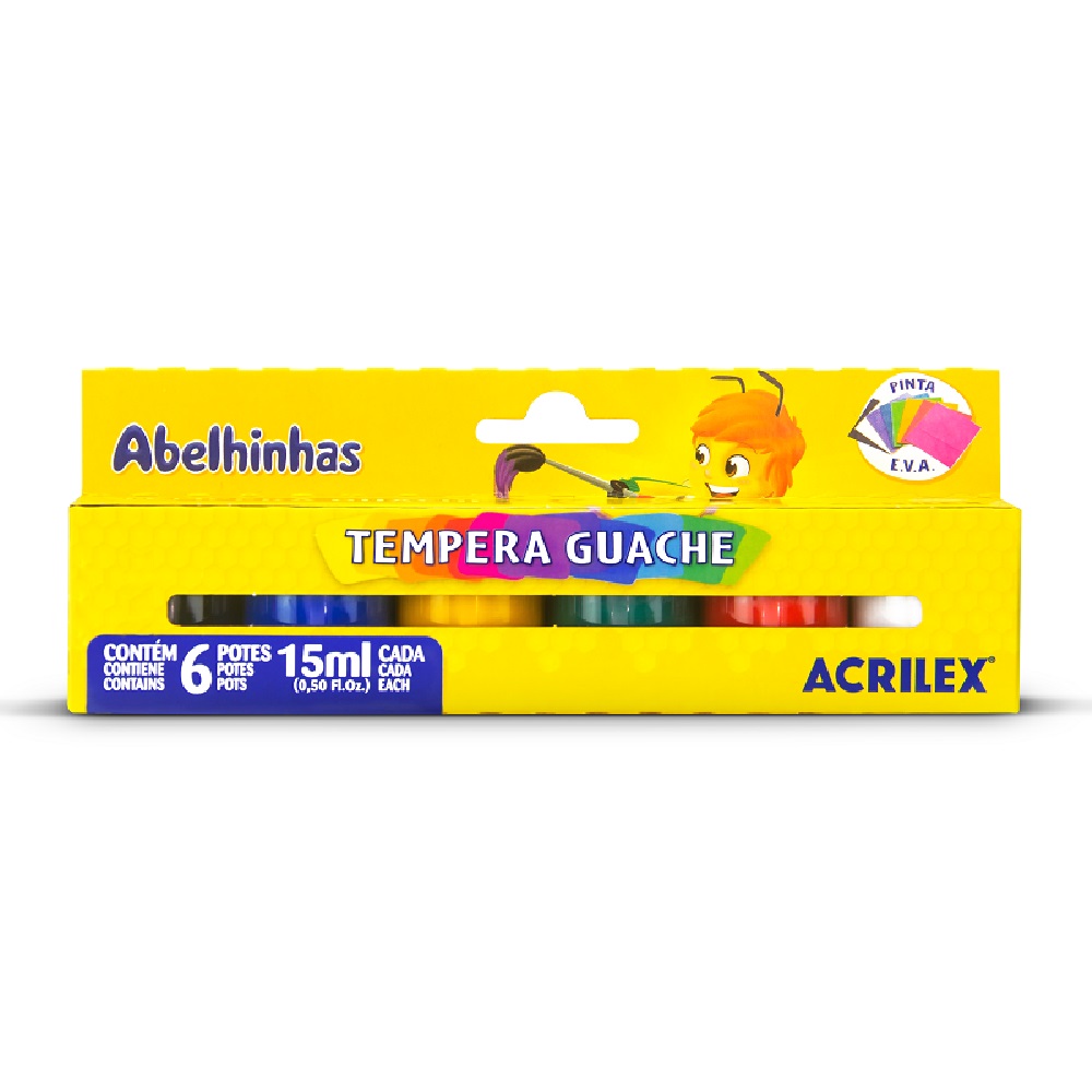 Tinta Guache Abelinhas 6 Cores 15ml Acrilex