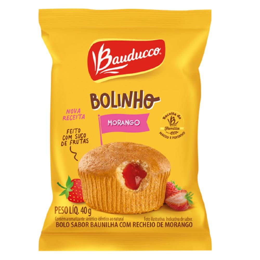 Bolinho Baunilha com Recheio de Morango 40g 1 UN Bauducco