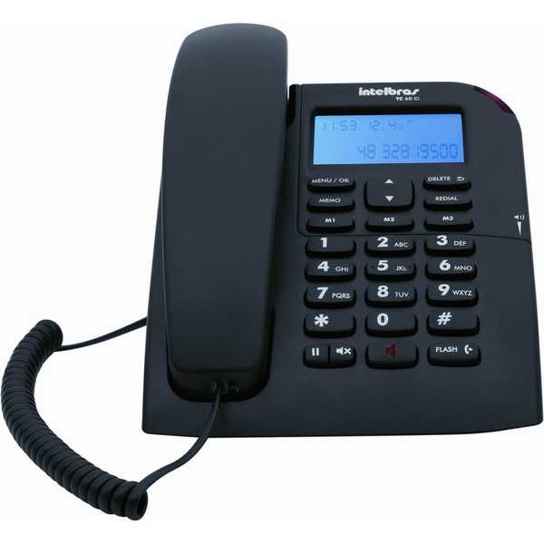 Telefone com Fio com Identificador de Chamadas Viva Voz Preto TC 60 Intelbras