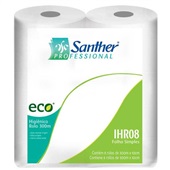 Papel Higiênico Folha Simples Eco Rolão 300m Celulose PT 8 RL Santher