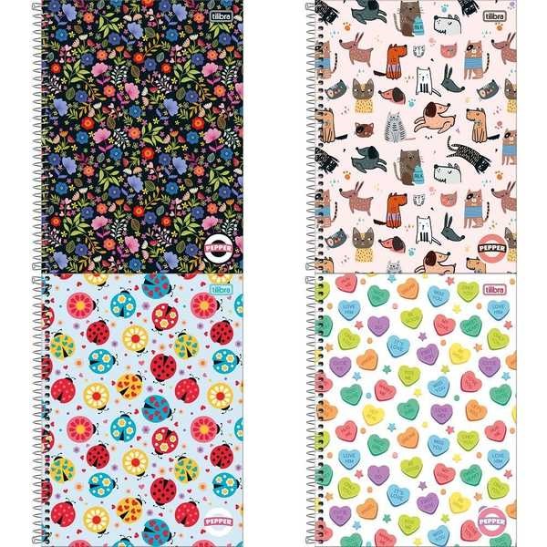 Caderno Universitário Capa Dura 80 FL Feminino Pepper Estampa Sortida