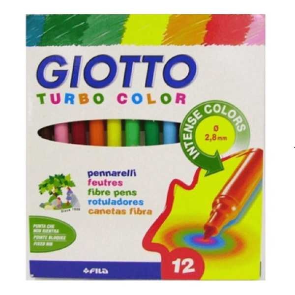 Caneta Hidrográfica Colorir Giotto Turbo Color 12 Cores Licyn