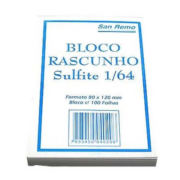 Bloco Sulfite para Rascunho sem Pauta 100 Folhas 8x12cm 1 UN San Remo