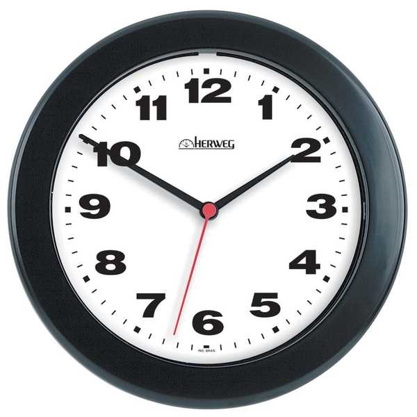 Relógio de Parede Redondo Preto 21x21x3cm 1 UN Herweg
