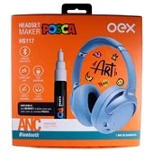 Headset Sem Fio Bluetooth 5.0 Maker Posca HS117 Azul Oex