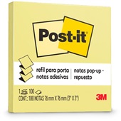 Bloco de Notas Adesivo Refil 76x76mm Sistema Puxa Fácil Amarelo 100 FL Post-it