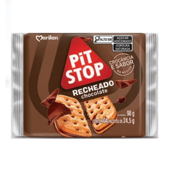 Biscoito Pit Stop Recheado sabor Chocolate 98g 1 PT Marilan
