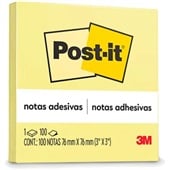 Bloco de Notas Adesivo 76x76mm Amarelo 100 FL Post-it