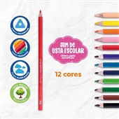 Lápis de Cor Triangular Mega Soft 12 Cores e Apontador Tris