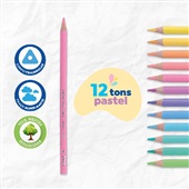 Lápis de Cor Triangular Mega Soft Color Tons Pastel 12 Cores Tris
