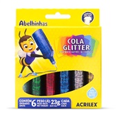 Cola Colorida com Gliter 6 Cores 23g Cada 6 UN Acrilex