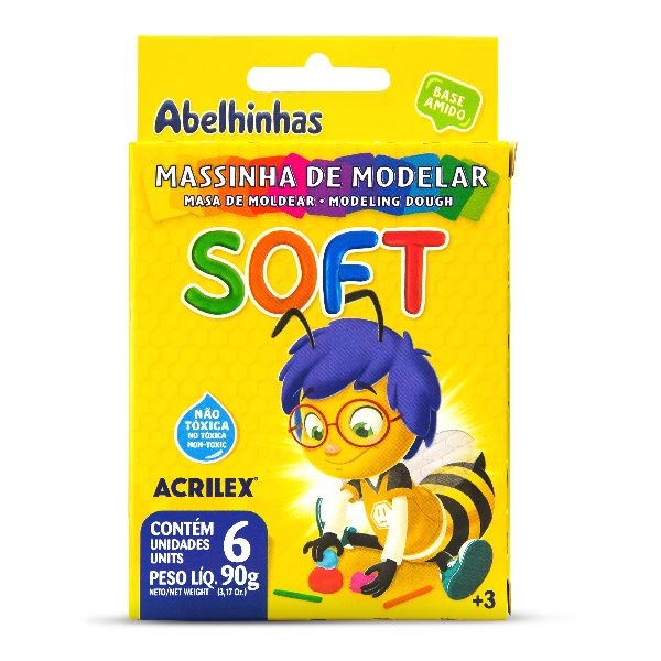 Massa de Modelar Soft Abelhinhas 90g 6 UN Acrilex