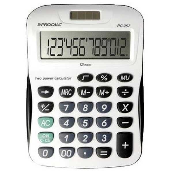 Calculadora de Mesa 12 Dígitos Cinza PC257 1 UN Procalc