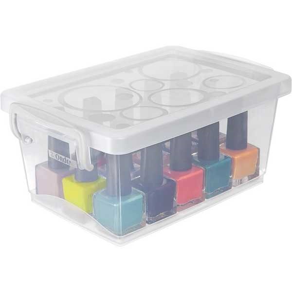 Mini Caixa Organizadora com Travas 1,5L Cristal 19,7x11,8x9cm 1 UN Ordene