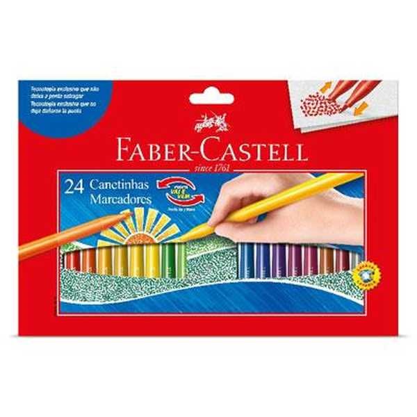 Caneta Hidrográfica Colorir Vai e Vem 24 Cores Faber Castell