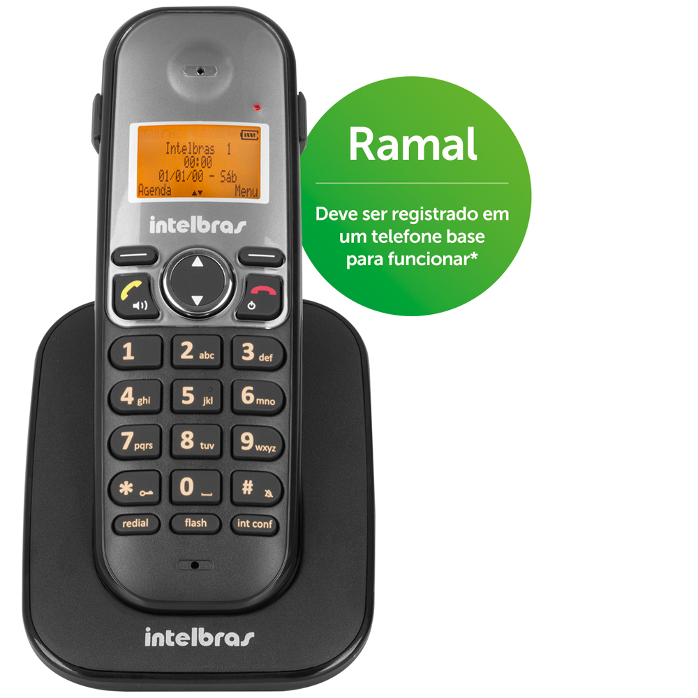 Ramal Telefônico sem Fio com Identificador de Chamadas até 7 Ramais Viva Voz Modo Babá TS 5121 Intelbras