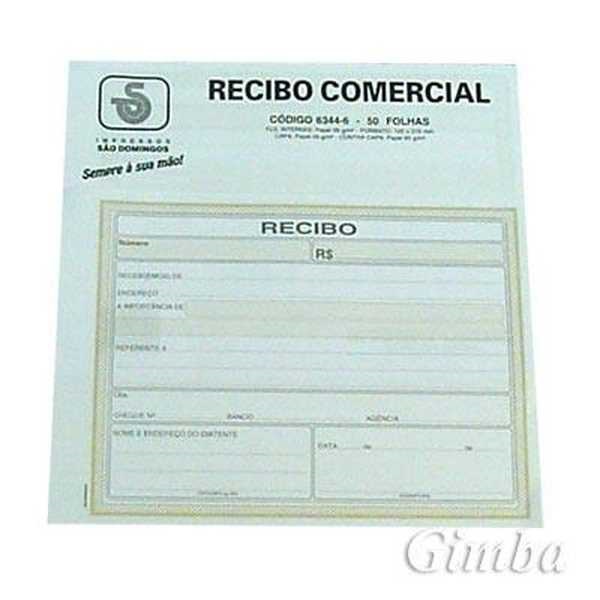 Bloco Recibo Comercial Sem Cópia 50 Folhas 6344-6 São Domingos
