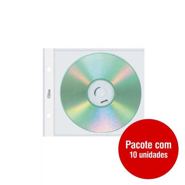 Refil Capa para CD e DVD Individual 2 Furos 1700-5 PT 10 UN Chies