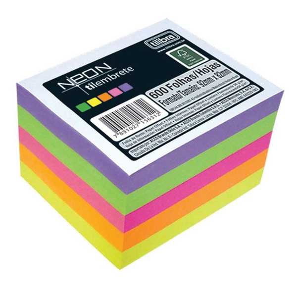 Bloco para Rascunho em Cubo Colorido Neon 600 Folhas 92x82mm 1 UN Tili