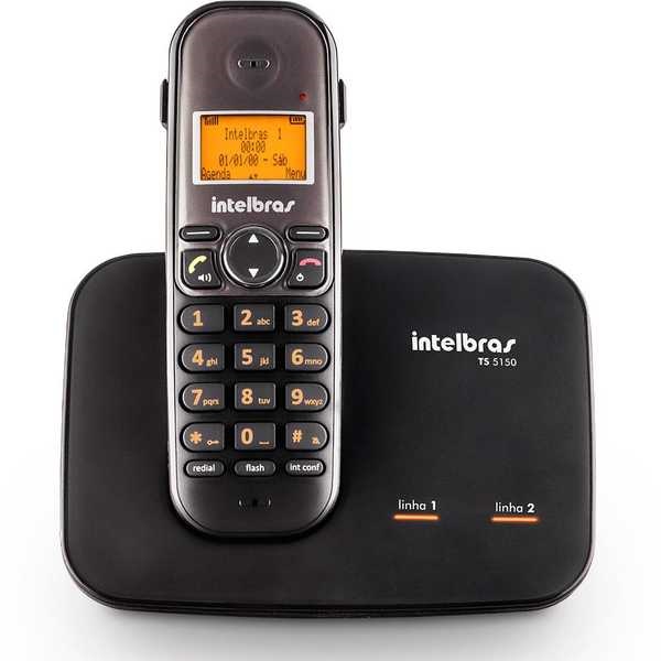 Telefone sem Fio para 2 Linhas Identificador de Chamadas Viva Voz DECT 6.0 TS 5150 Intelbras