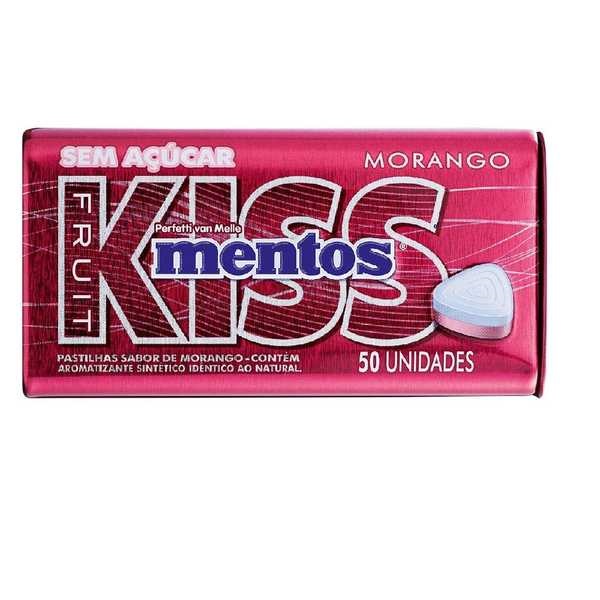 Bala Kiss Morango 35g Lata Mentos