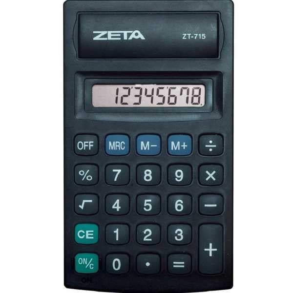 Calculadora de Bolso 8 Dígitos Preto ZT-715 1 UN Zeta