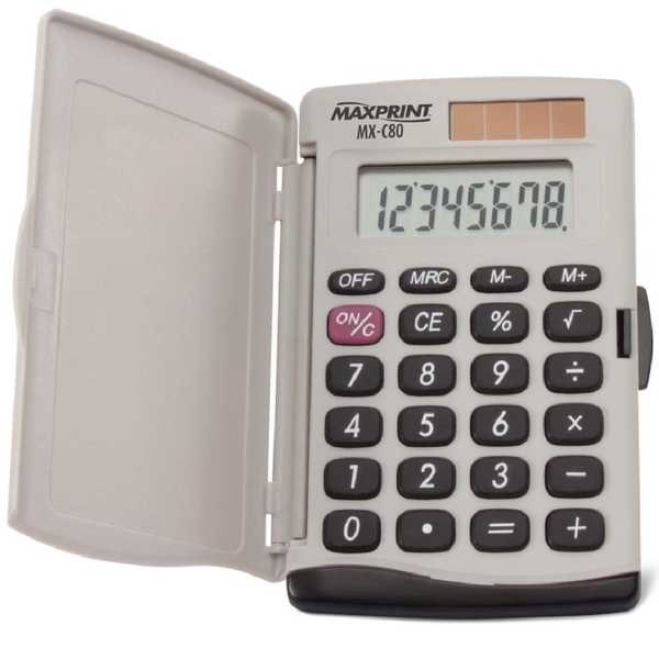 Calculadora de Bolso 8 Dígitos com Capa Protetora Bege MXC80 1 UN Maxprint
