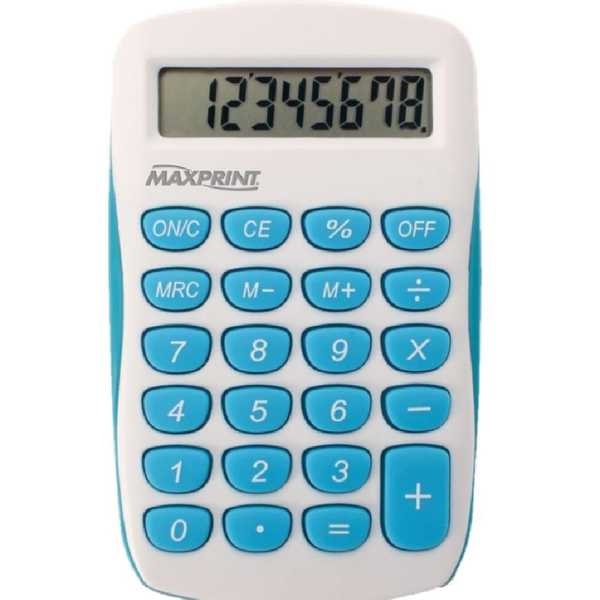 Calculadora de Bolso 8 Dígitos Azul e Branca MXC85 1 UN Maxprint