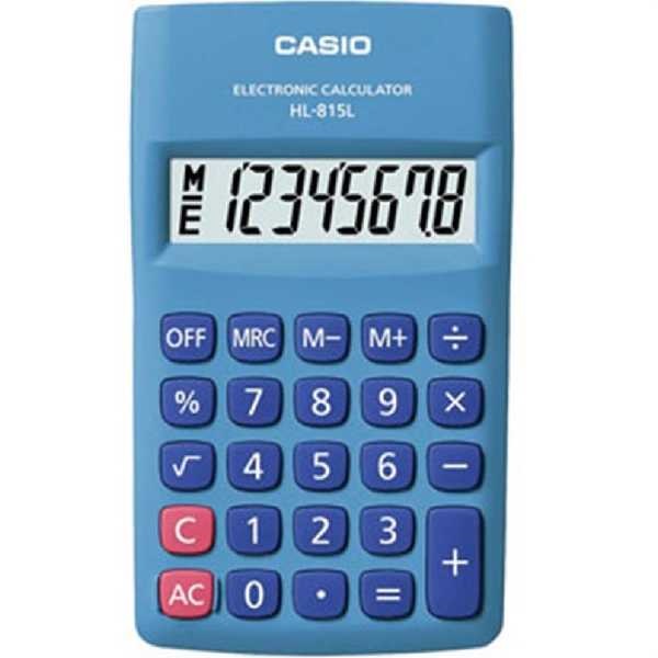 Calculadora de Bolso 8 Dígitos Azul HL-815L-BK 1 UN Casio