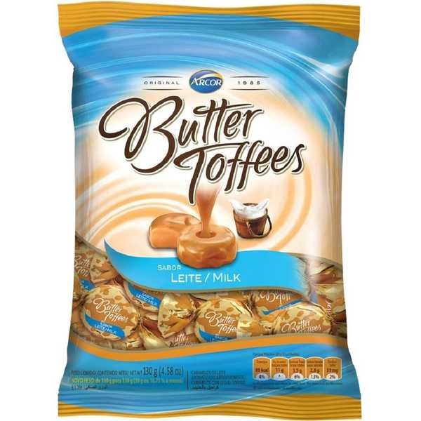 Bala Butter Toffees Leite 100g 1 PT Arcor
