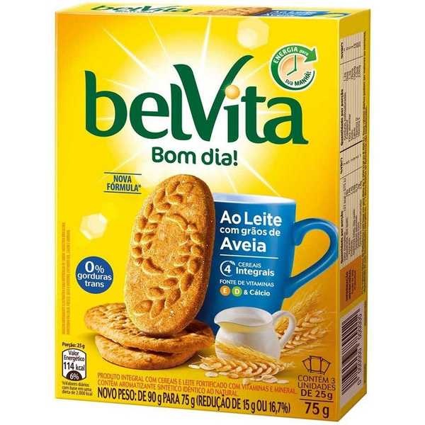Biscoito Leite com Aveia 75g 1 CX 3 UN Belvita