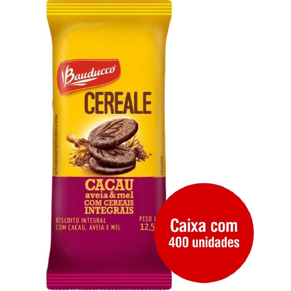  Biscoito Cereale Cacau Aveia e Mel 12,5g CX 400 Bauducco