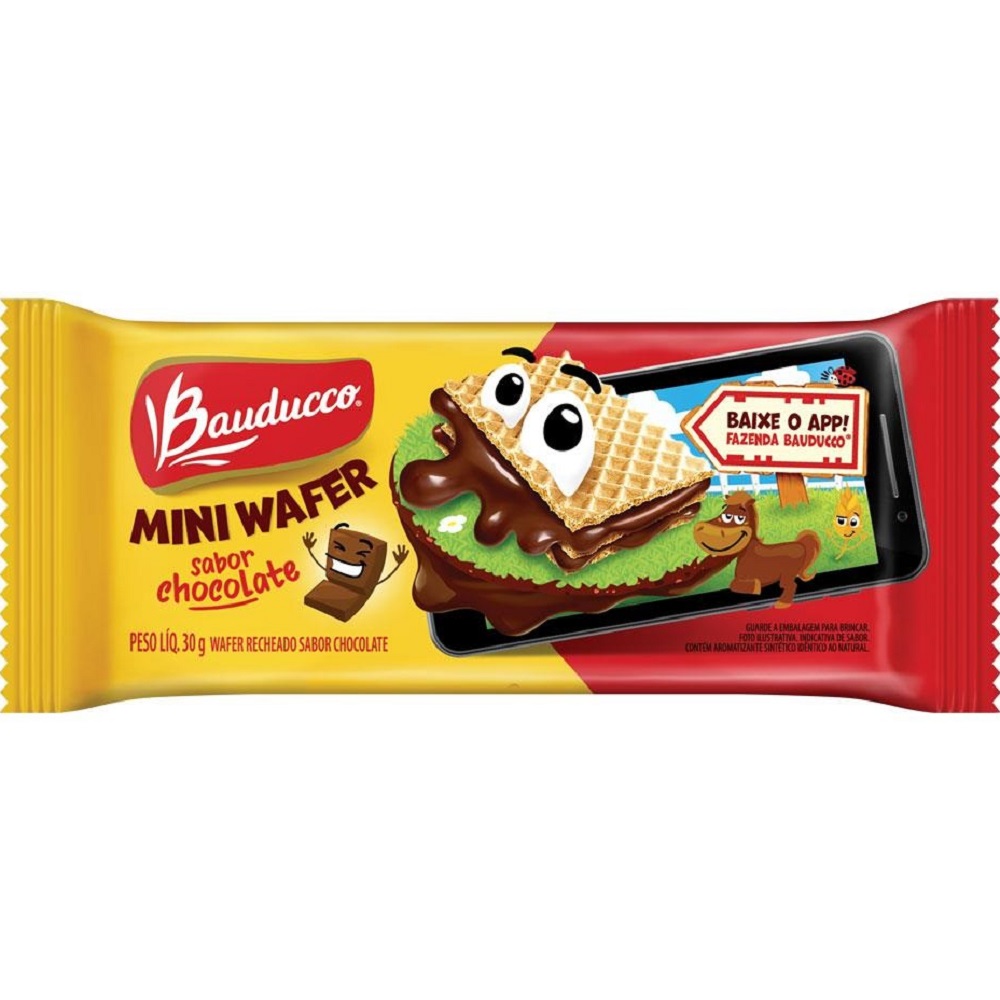 Biscoito Mini Wafer Chocolate 30g 1 UN Bauducco