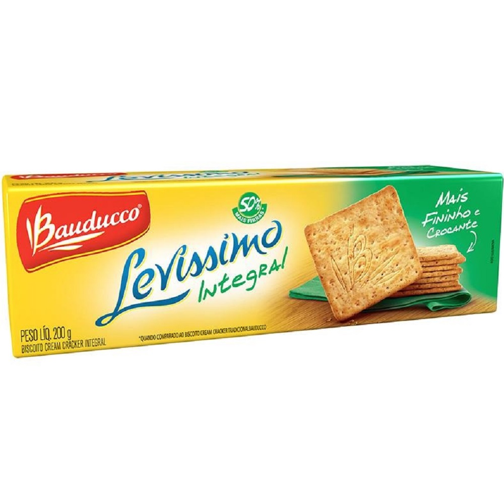 Biscoito Cream Cracker Levíssimo Integral 200g 1 UN Bauducco