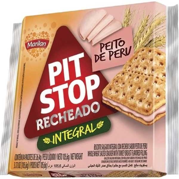 Biscoito Pit Stop Integral Peito de Peru 105,6g 4 UN Marilan