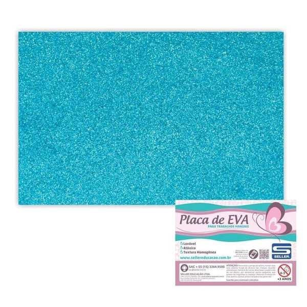 Folha de EVA com Glitter Azul Claro 60x40cm 1 UN Seller
