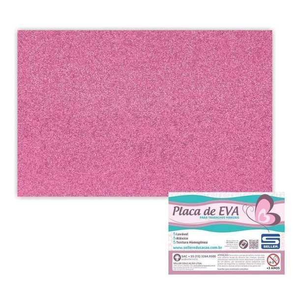 Folha de EVA com Glitter Rosa Claro 60x40cm 1 UN Seller