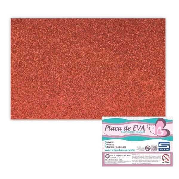 Folha de EVA com Glitter Vermelho 60x40cm 1 UN Seller