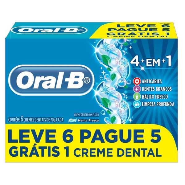 Creme Dental 4 em 1 70g Cada PT 6 UN Oral-B