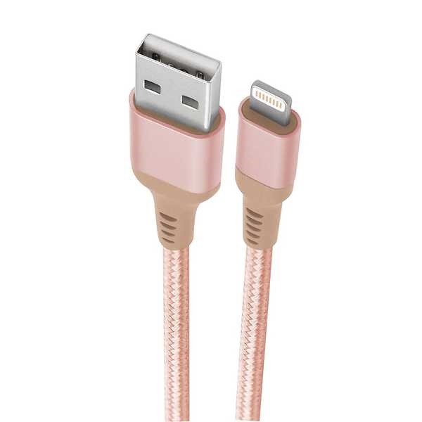 Cabo Lightning USB para iPhone iPad e iPod Nylon 1m Rosé Gold 1 UN Geonav