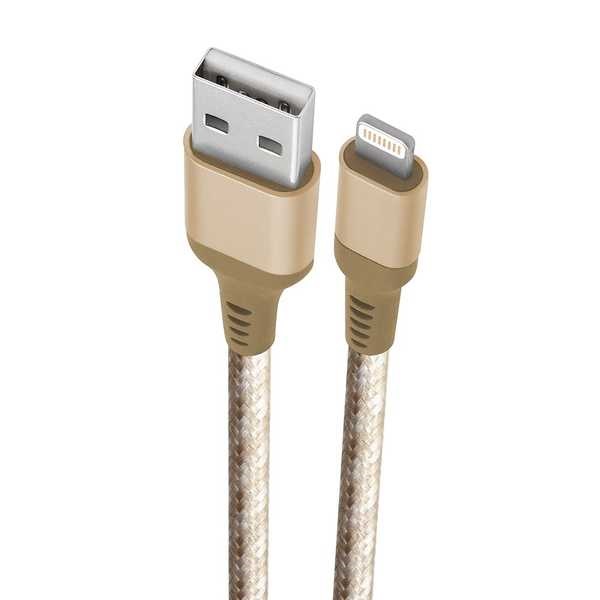 Cabo Lightning USB para iPhone iPad iPod Nylon 1,5m Golden 1 UN Geonav