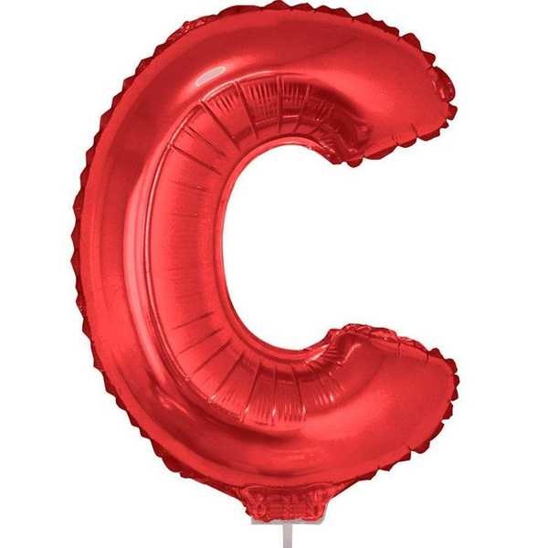 Balão Letra C com Vareta Nº16 Vermelho 1 UN Funny Fashion