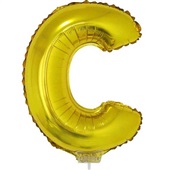 Balão Letra C com Vareta Nº16 Ouro 1 UN Funny Fashion